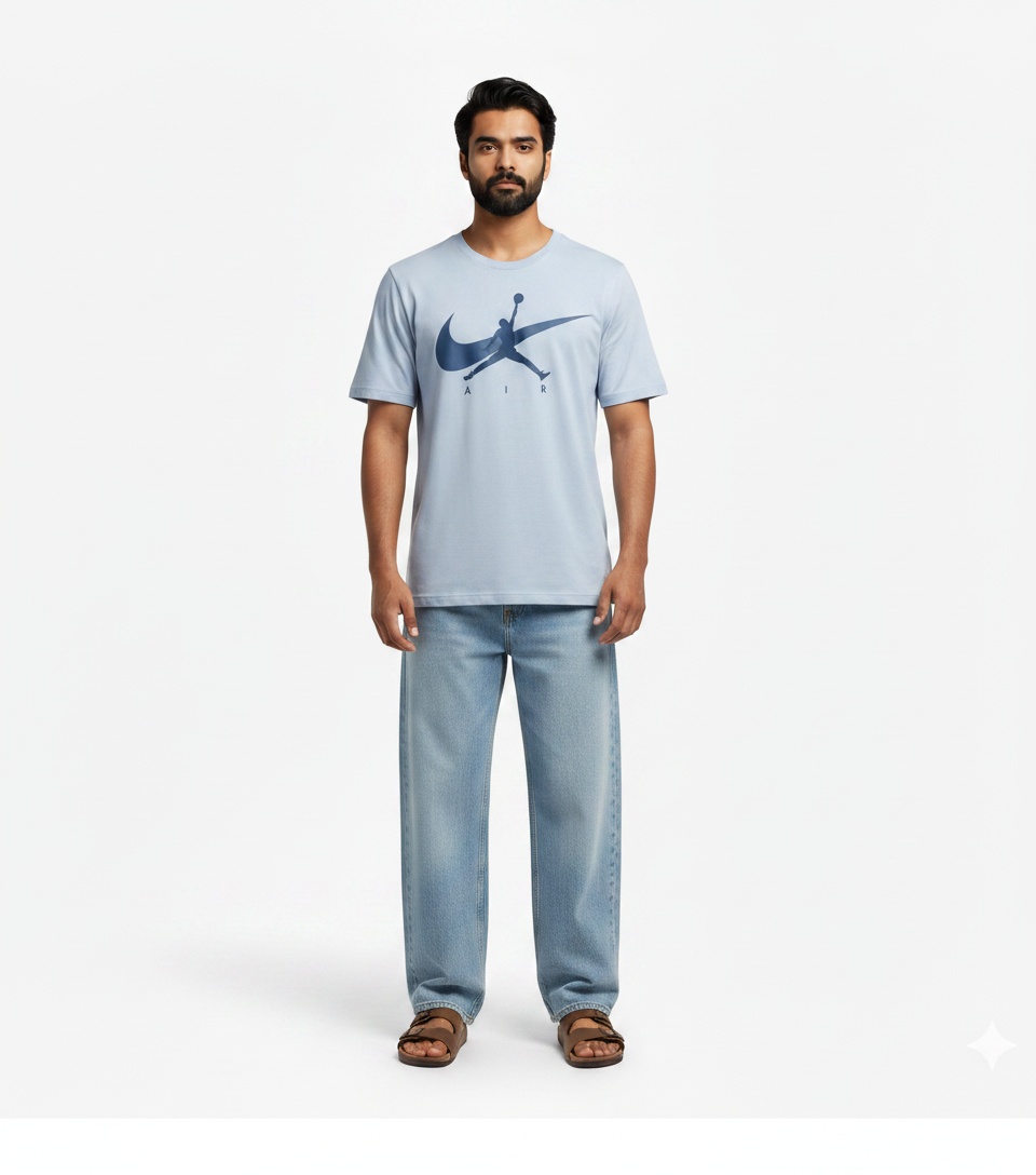 Light Blue Graphic T-Shirt & Light Wash Jeans