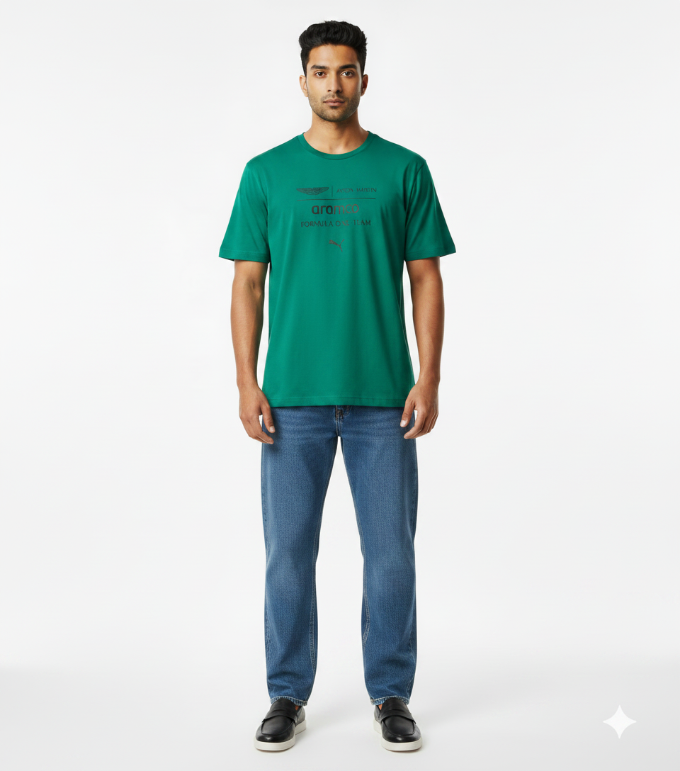 Green Graphic T-Shirt & Medium Wash Jeans
