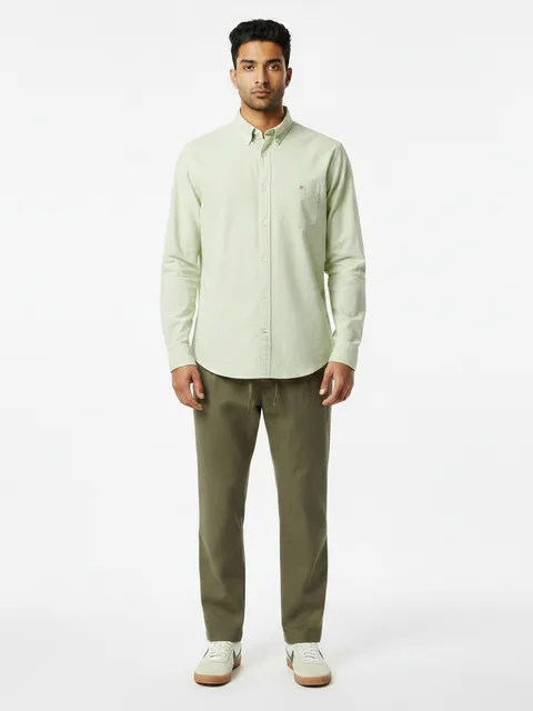 Light Green Oxford Shirt & Olive Drawstring Pants